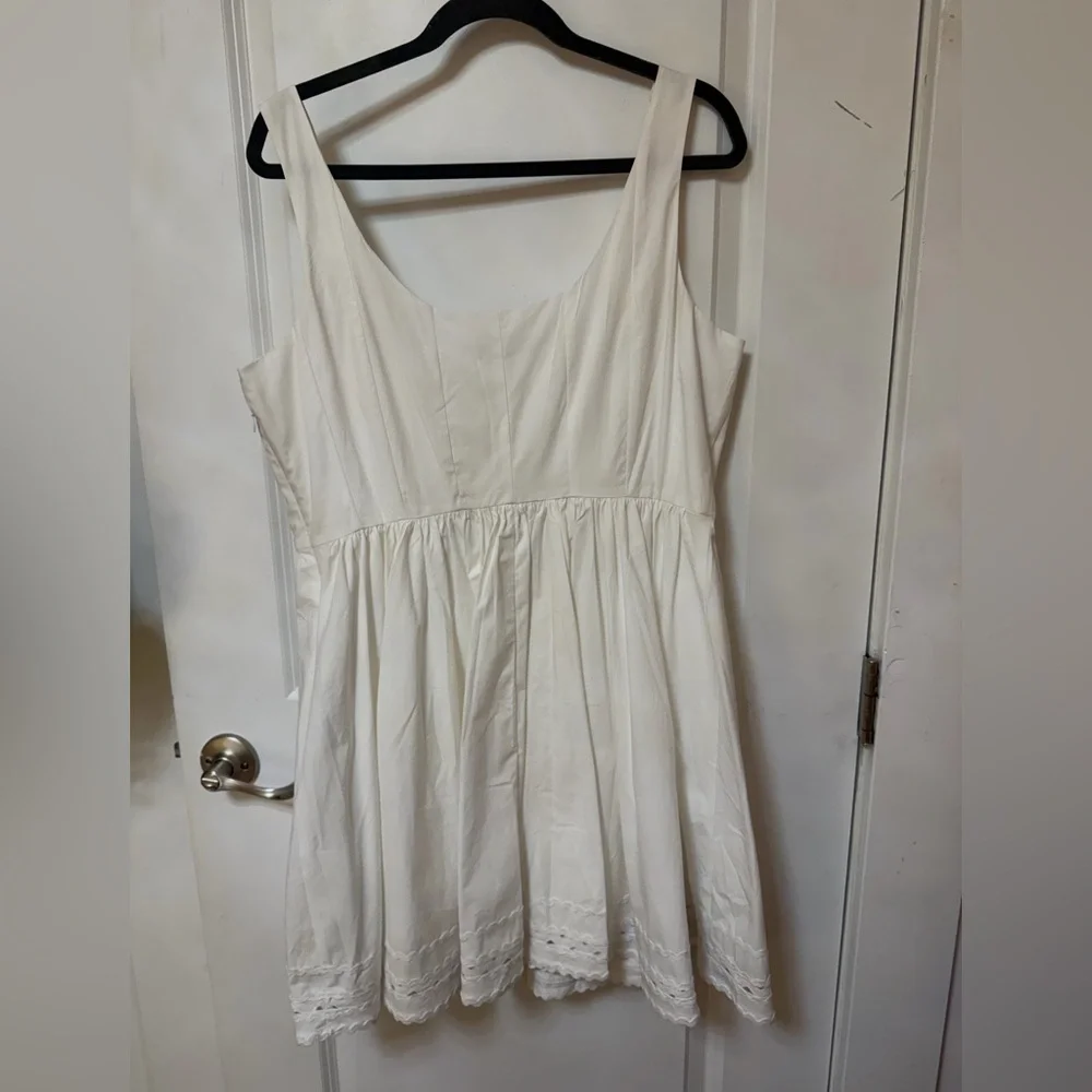 J. Crew Fit-and-flare white mini dress with rickrack trim Size 14 - Picture 3 of 4